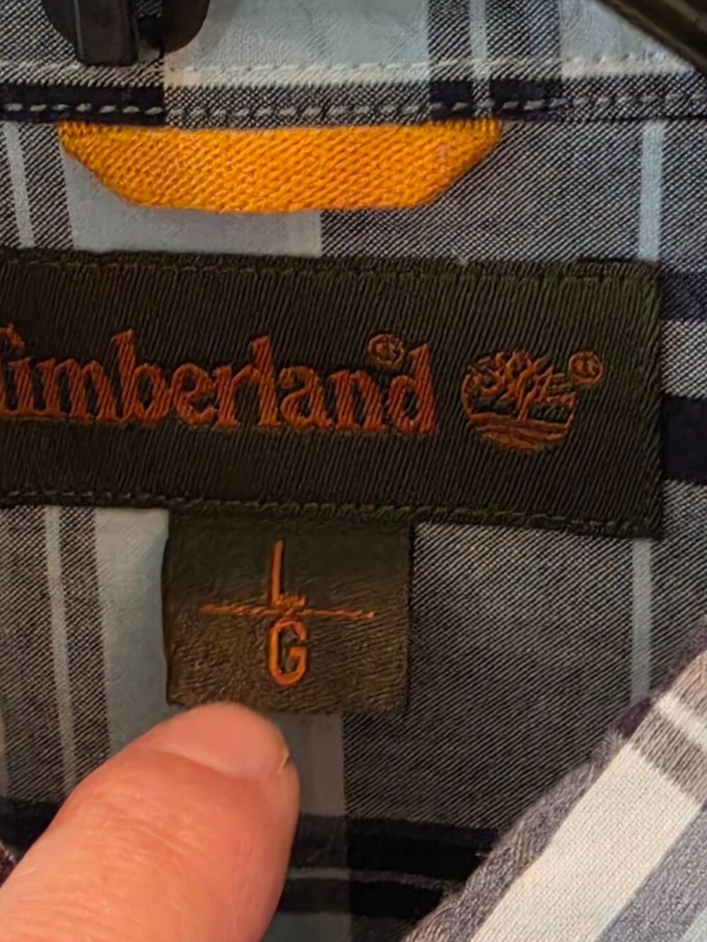Mens blue plaid Timberland LS button down Large 100% cotton